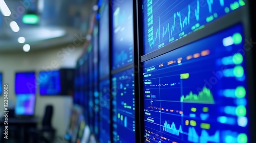 Wallpaper Mural Stock Market Trading Room with Interactive Digital Screens and Financial Data Analysis : Generative AI Torontodigital.ca