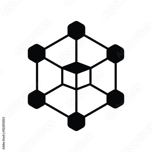 Interconnect glyph icon with white background vector stock illustration