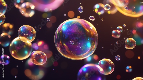 Wallpaper Mural Vibrant Colorful Bubbles Illuminating a Dark Background for Artistic Effect : Generative AI Torontodigital.ca