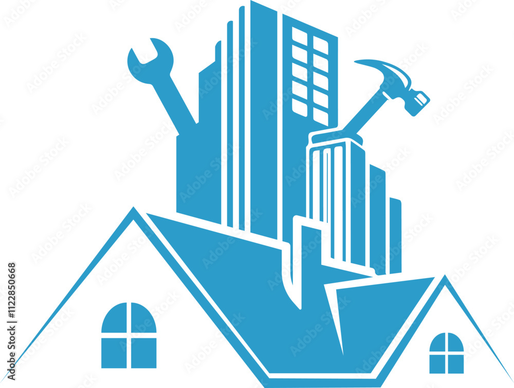 Fototapeta premium Real estate construction Repair vector logo design template