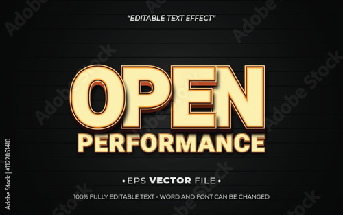 Open Performance 3d text effect editable vector