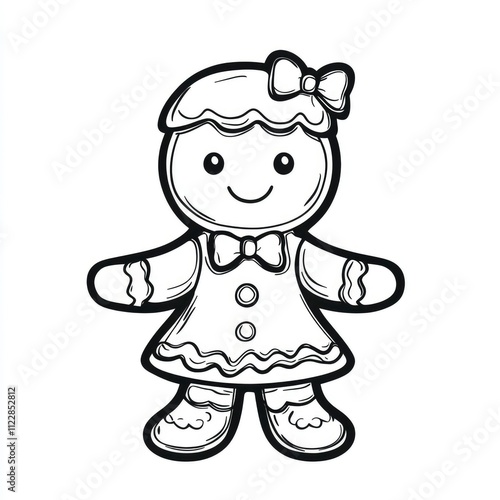 Adorable Hand-Drawn Gingerbread Girl Cookie Illustration