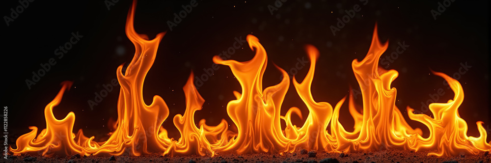 Fototapeta premium Fire flames on dark background