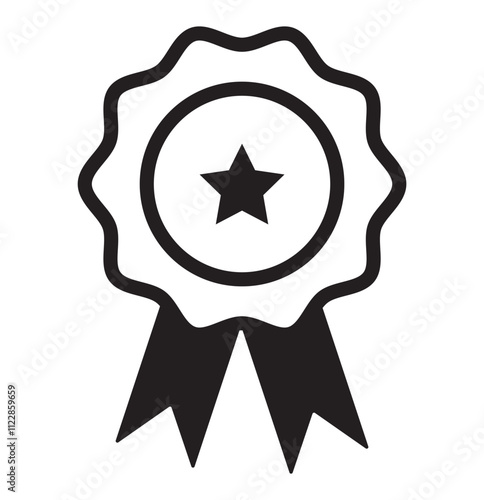 Approved or certified badge medal icon set. Approval check mark and thumb up on medal. Containing quality, brand, stamp, inspector checking, award, reward, winner, prize. Vector illustration