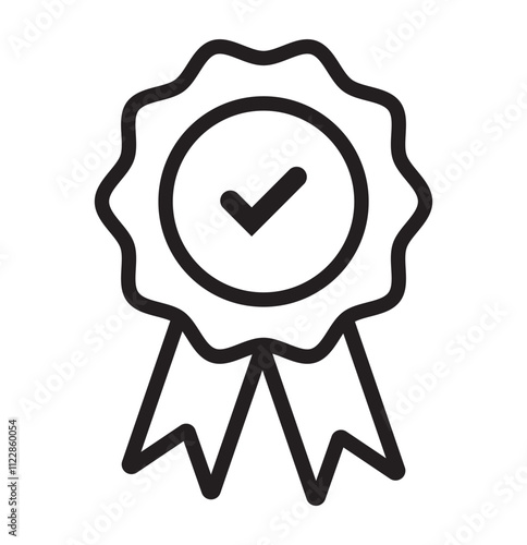 set of Quality icon, certified check mark ribbon label. Vector premium product certified or best choice recommended award and warranty approved certificate stamp