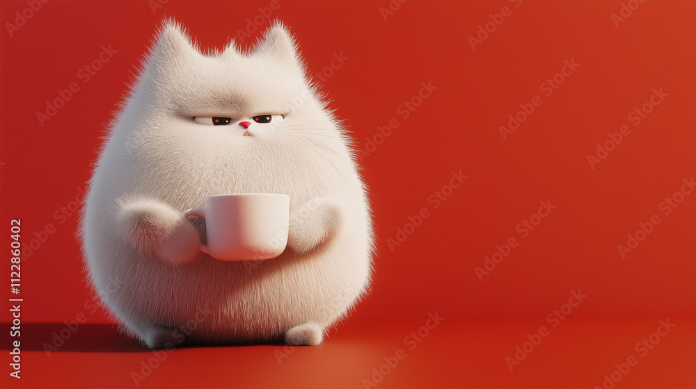 Fototapeta premium Illustration of a cat who works in the office, if a man were a cat