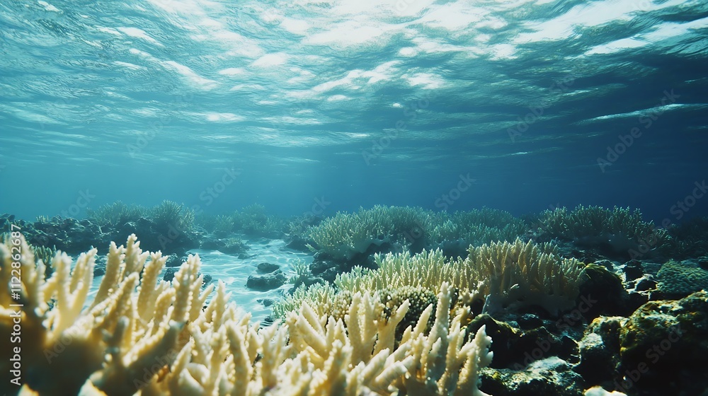 Pristine Underwater Coral Landscape with Crystal Clear Waters : Generative AI Pristine Underwater Coral Landscape with Crystal Clear Waters : Generative AI