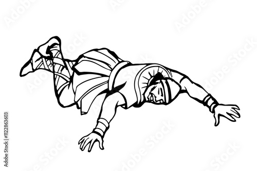 Vector drawing. The falling soldier