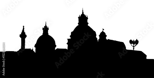 Vector drawing. Sketch of square in Rome.