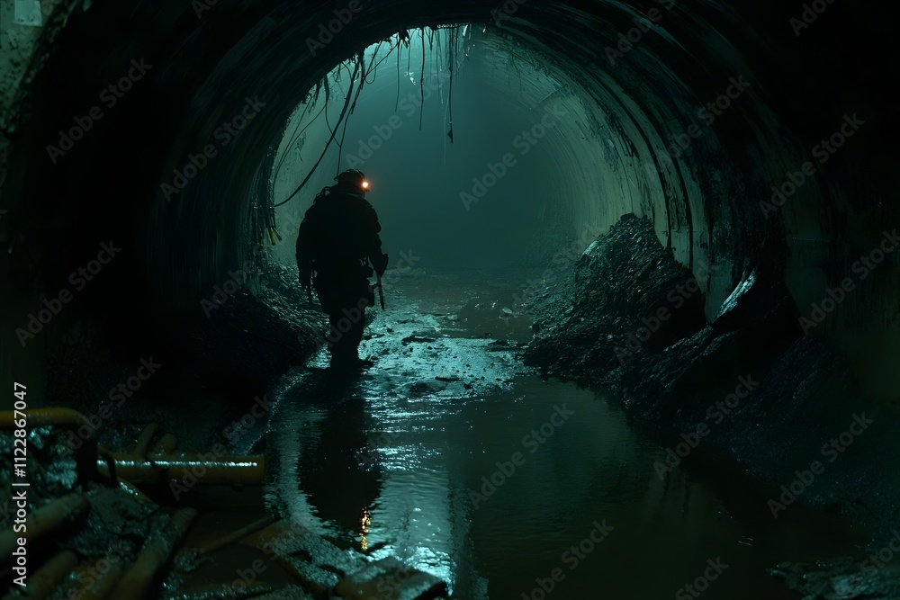 Fototapeta premium Female coal miner working underground