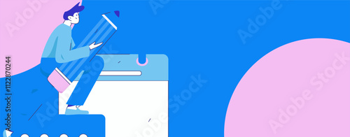 Check-in character flat vector concept operation hand-drawn illustration
