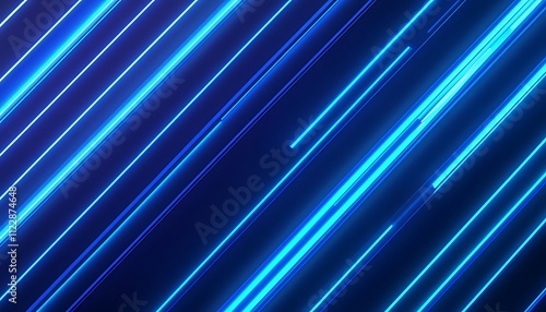 Abstract Blue Neon Lines Glowing Stripes Background Energy Speed Digital Technology