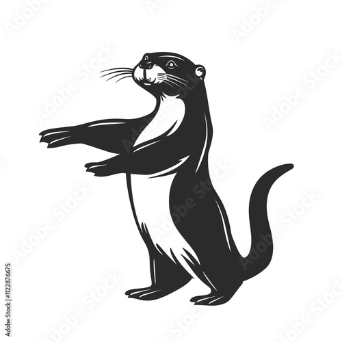 69Otter Dancing logo black minimalist vector clipart