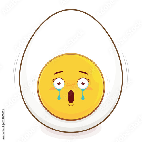 egg boiled scared face cartoon cute