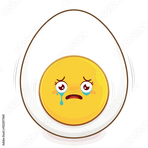 egg boiled scared face cartoon cute