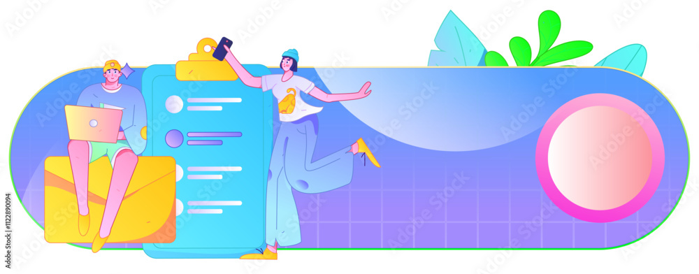 Fototapeta premium Flat vector illustration of business people operating work scene 