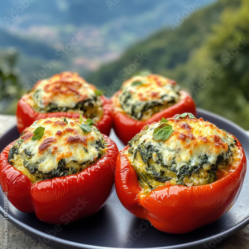Spinach and Ricotta Stuffed Peppers Delicious Bell Peppers Filled with Creamy Spinach and Ricotta Cheese
