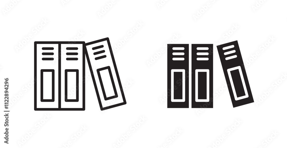 Fototapeta premium Binder outlined and solid icon vector collection.