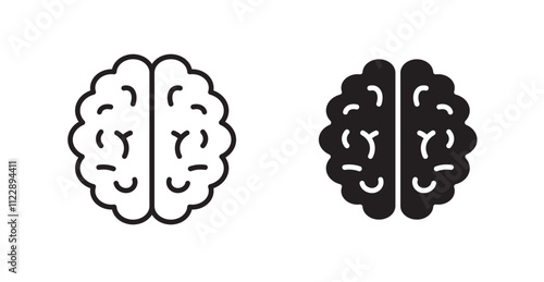 Brain outlined and solid icon vector collection.