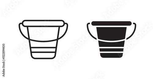 Bucket outlined and solid icon vector collection.