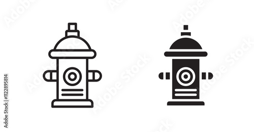 Fire hydrant outlined and solid icon vector collection.