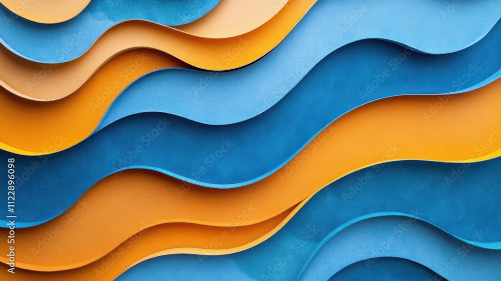 Obraz premium Layered design with blue and orange waves creating visual depth