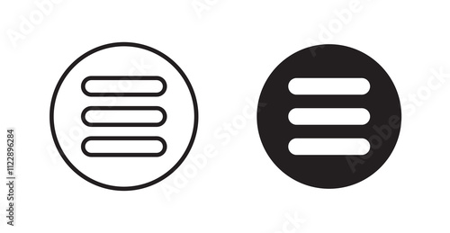 Hamburger menu outlined and solid icon vector collection.