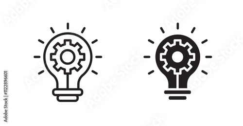 Innovation outlined and solid icon vector collection.