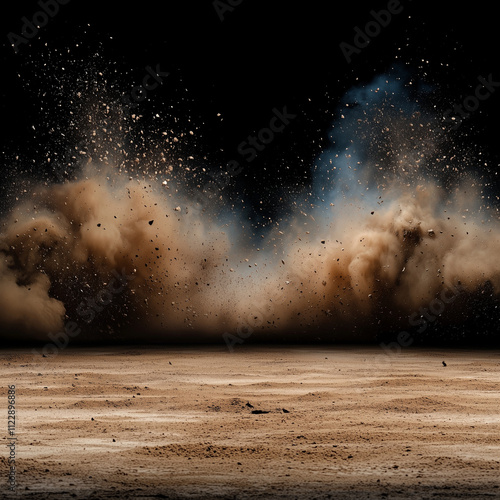 Cinematic Sand Dust Explosion Backdrop with Ground Light, Perfect for Baseball, Softball, Football, Soccer, Dance, and Outdoor Sports

