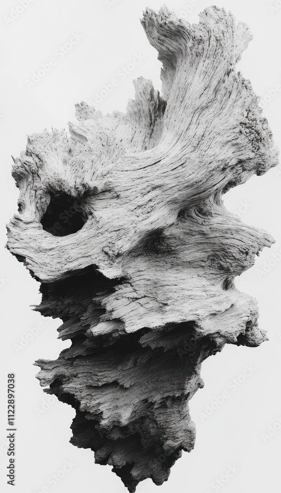 Obraz premium A textured, abstract representation of driftwood with intricate patterns and contours.