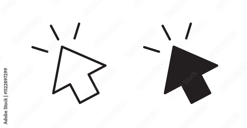 Mouse pointer outlined and solid icon vector collection. Mouse pointer outlined and solid icon vector collection.