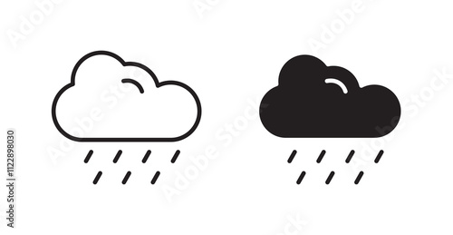 Rain outlined and solid icon vector collection.