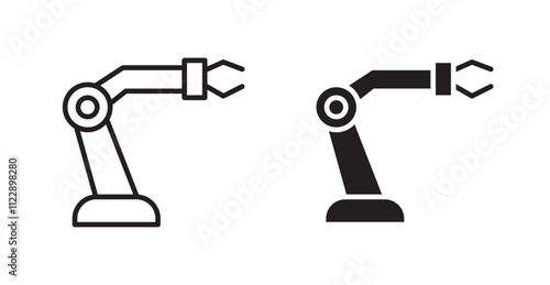 Robot arm outlined and solid icon vector collection.