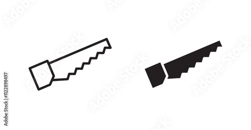 Saw outlined and solid icon vector collection.