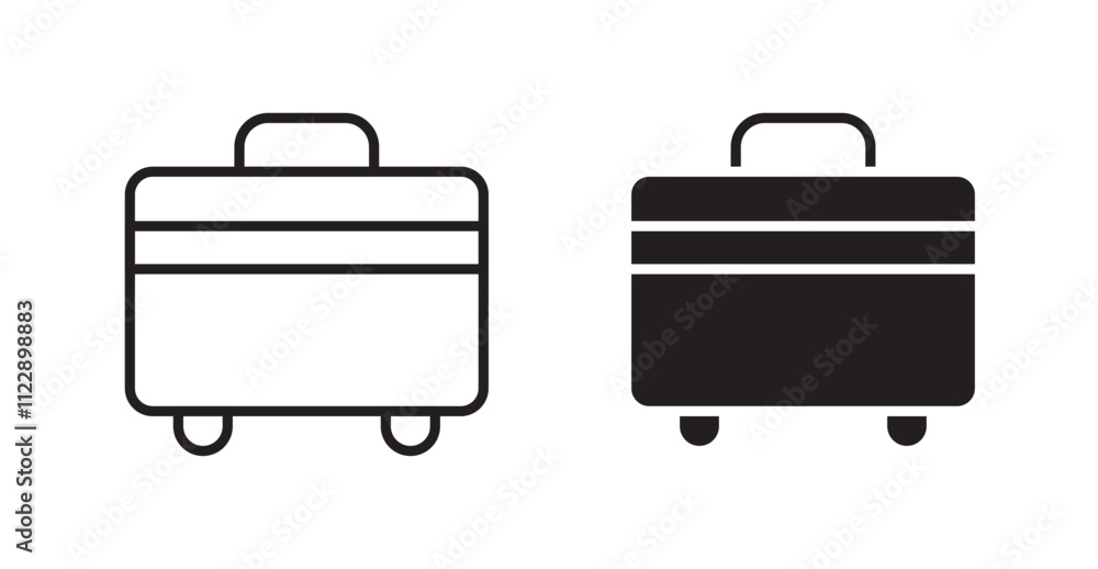 Suitcase outlined and solid icon vector collection. Suitcase outlined and solid icon vector collection.