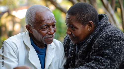 A ohoto realistic worker showing compassion and care for  photo