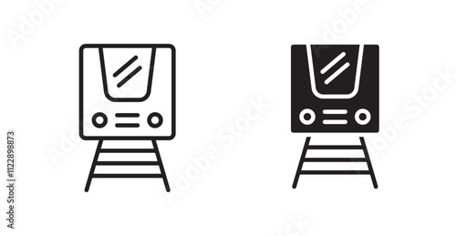 Subway outlined and solid icon vector collection.