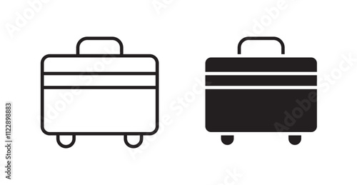 Suitcase outlined and solid icon vector collection.