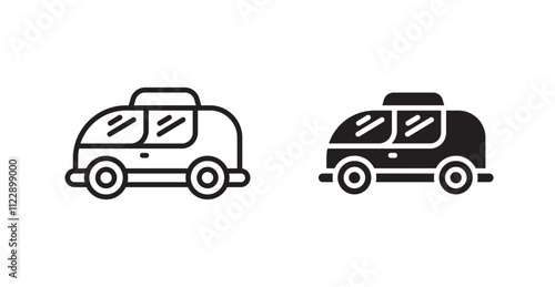 Taxi outlined and solid icon vector collection.