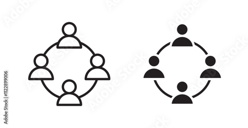 Teamwork outlined and solid icon vector collection.