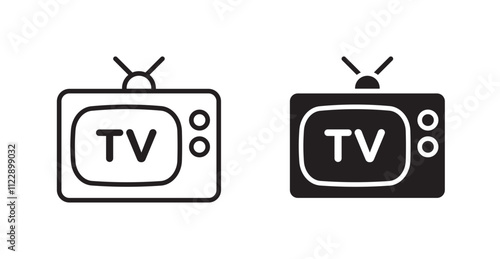 Television outlined and solid icon vector collection.