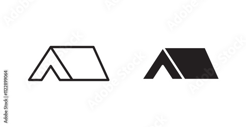 Tent outlined and solid icon vector collection.