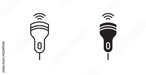 Ultrasound outlined and solid icon vector collection.