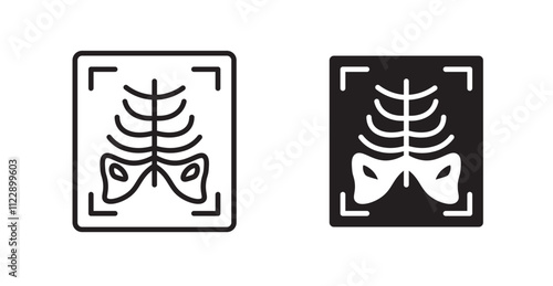 X ray outlined and solid icon vector collection.
