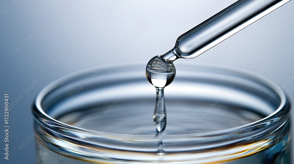 Close-Up of Dropper Releasing Liquid into Clear Glass Bowl Close-Up of Dropper Releasing Liquid into Clear Glass Bowl