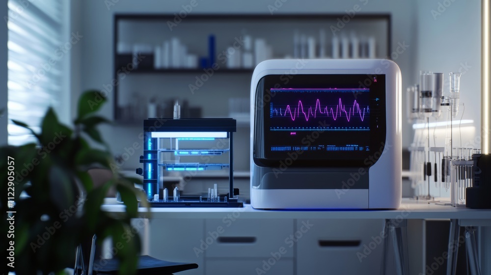 Fototapeta premium DNA research lab equipment setup, highlighting gene research and modern medical technology