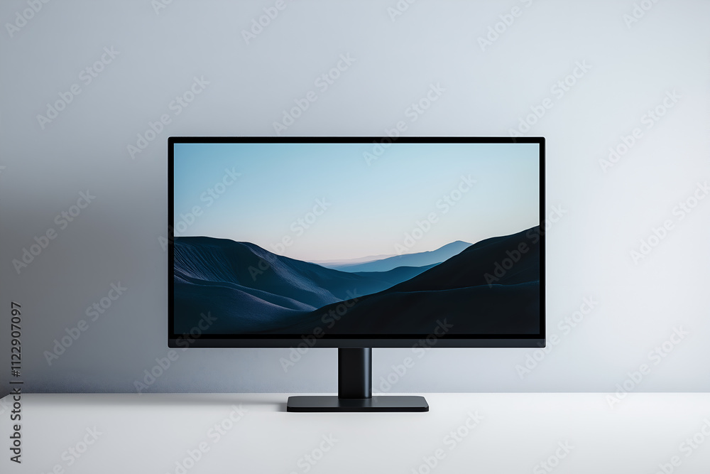 Fototapeta premium Mock up of a desktop monitor with a blank display, isolated on a white background
