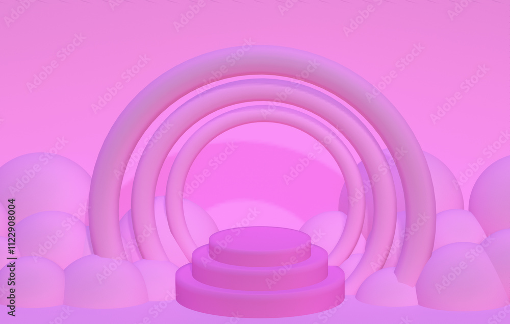 Obraz premium 3D render podium platform with cloud bubble shine premium Minimal scene abstract background product show Trendy