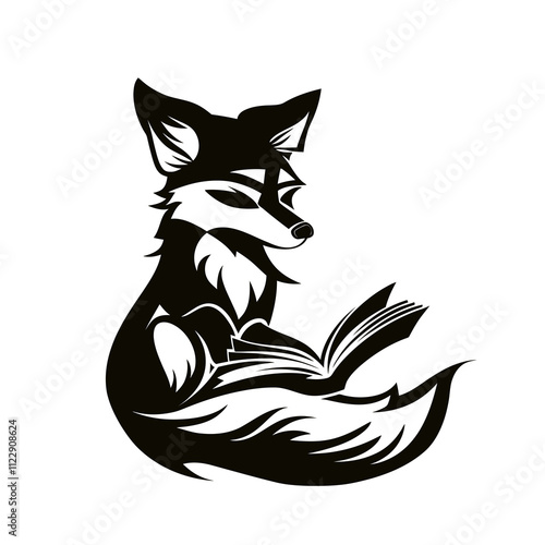 jackal reading silhouette vector illustration