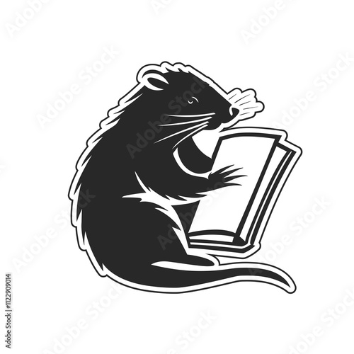 mole reading silhouette vector illustration